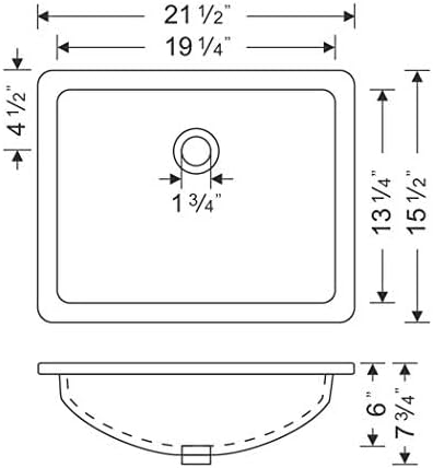 22 Inch Rectangular Undermount Bathroom Sink