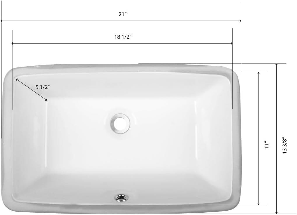 21 Inch Rectangular Undermount Bathroom Sink