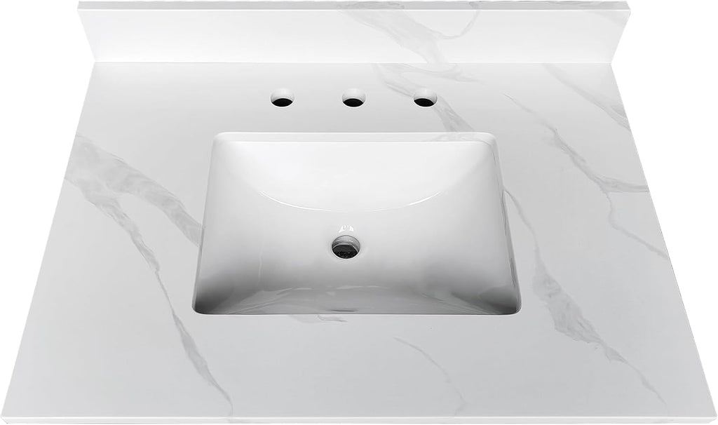 31 Inch White Vein Carrara Quartz Vanity Top