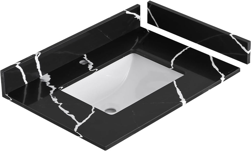 Black  30 Inch Quartz Vanity Top