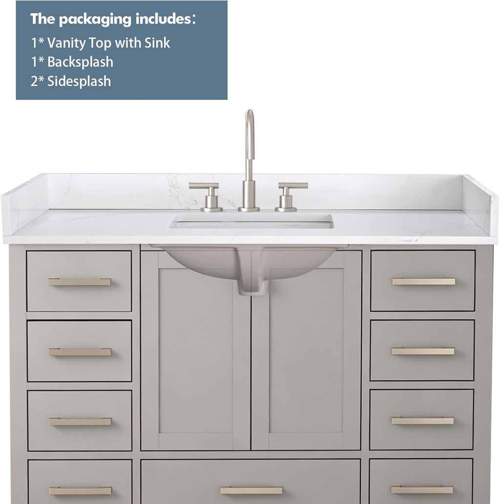 48‑Inch Fine Gold Vein Quartz Vanity Top