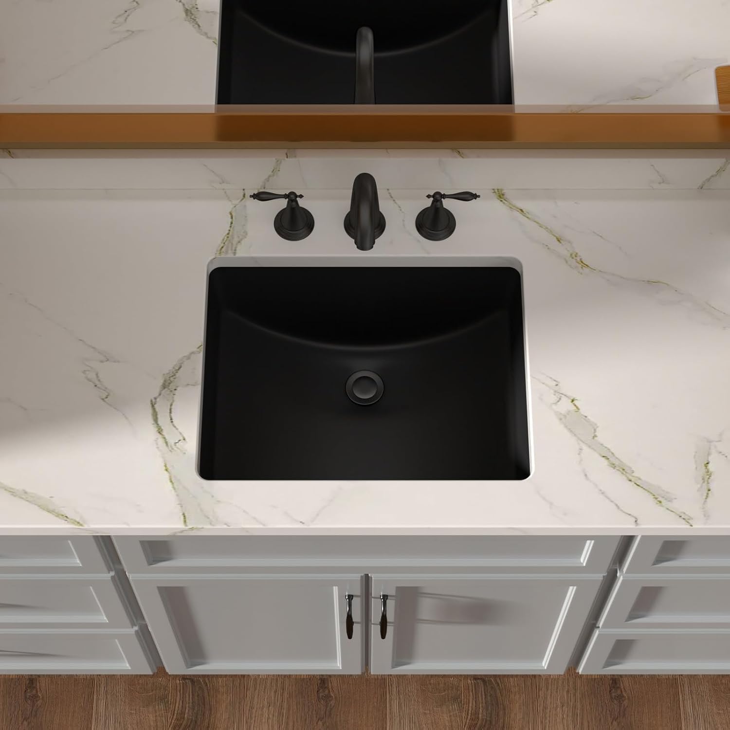 18 X 14 Inch Black Rectangular Undermount Sink