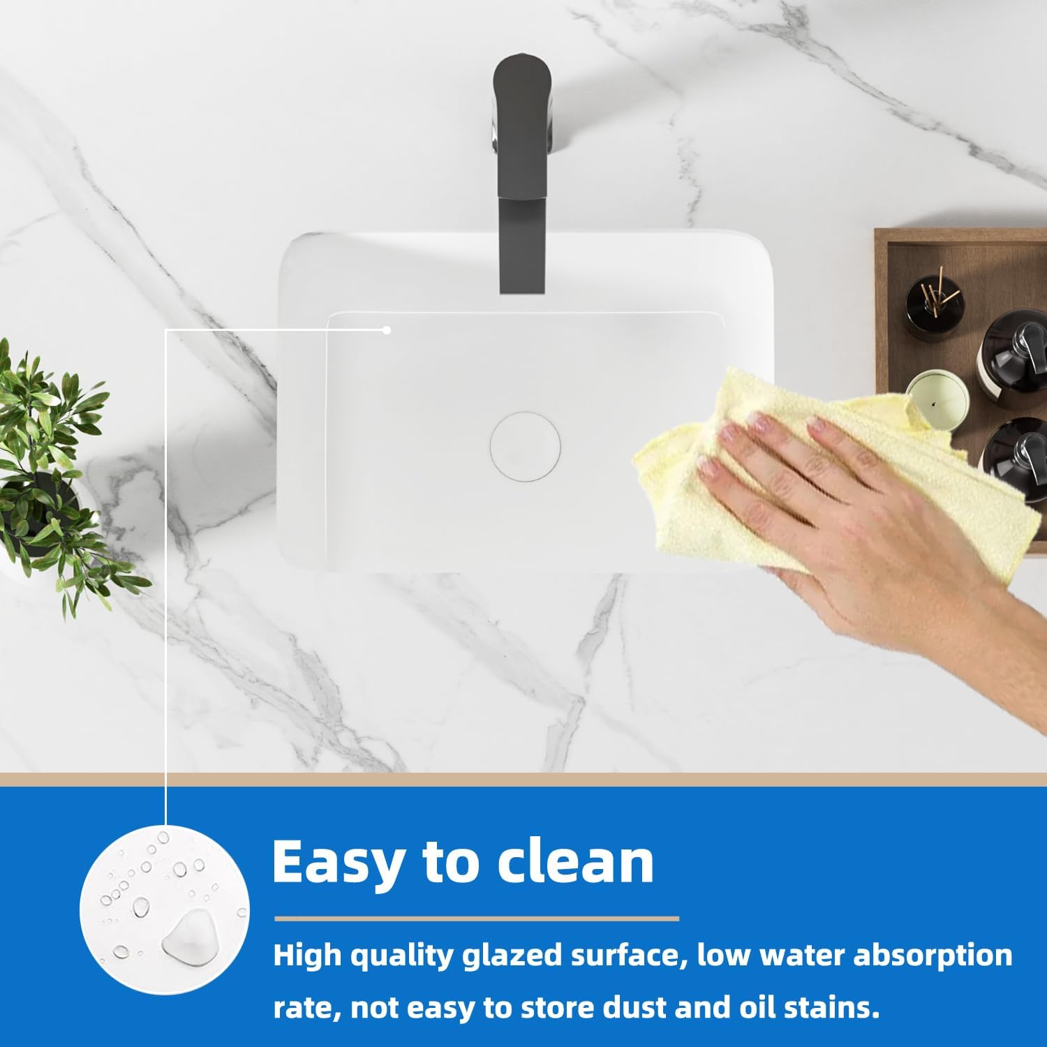 16 Inch Rectangular Undermount Bathroom Sink
