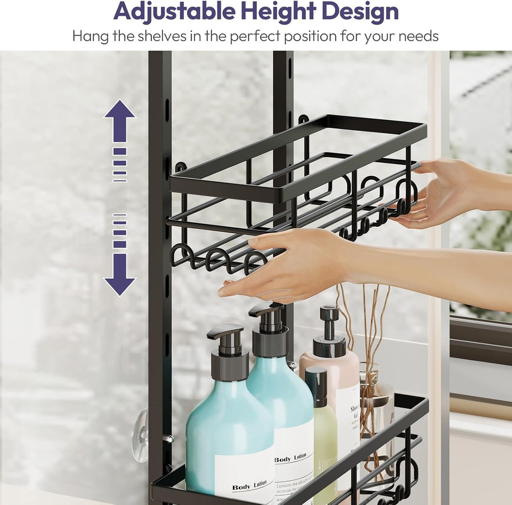 Black 4‑Tier Over‑The‑Door Shower Caddy