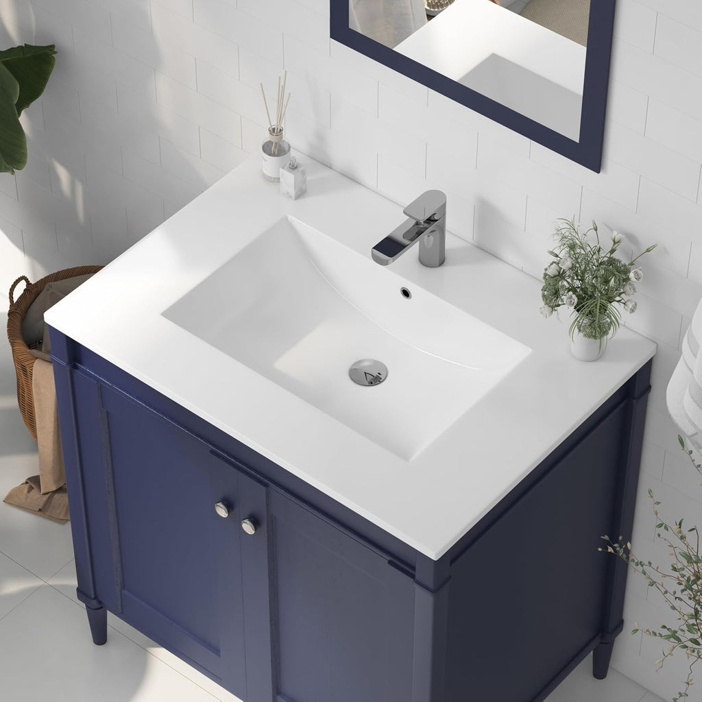 31 Inch White Ceramic Drop‑In Vanity Sink Top