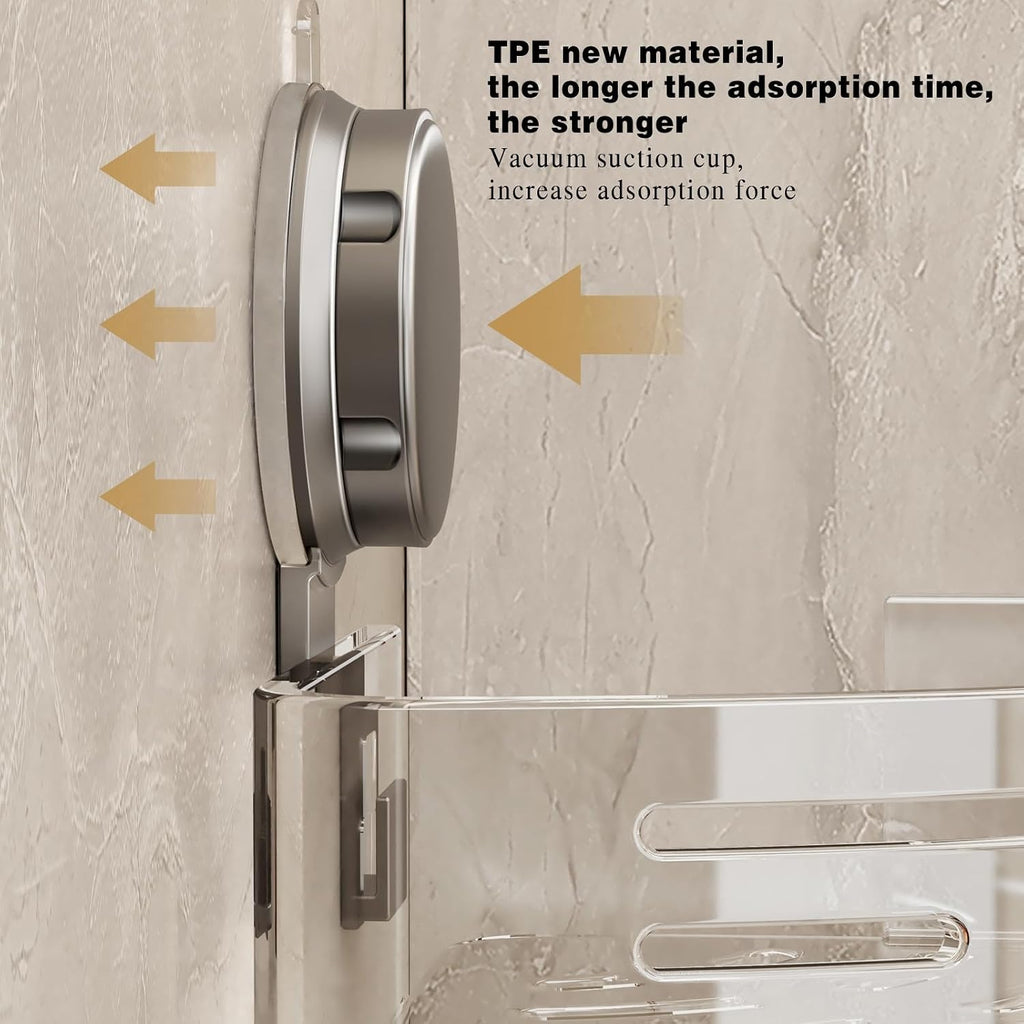 Gray 2‑Pack Suction Corner Shower Caddy With Hooks