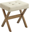 Makeup Vanity Stool Solid Wood X‑Legs