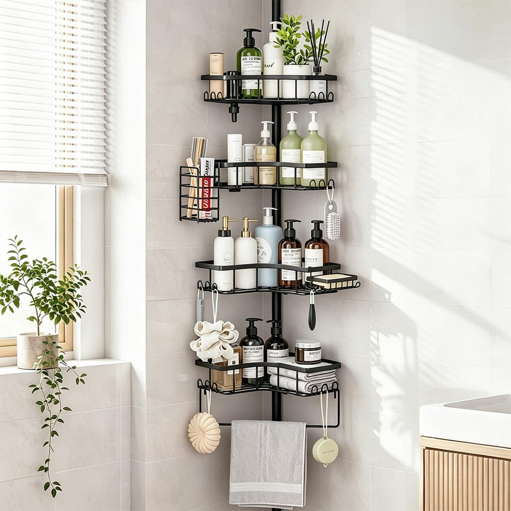 4‑Tier Tension Pole Corner Shower Caddy