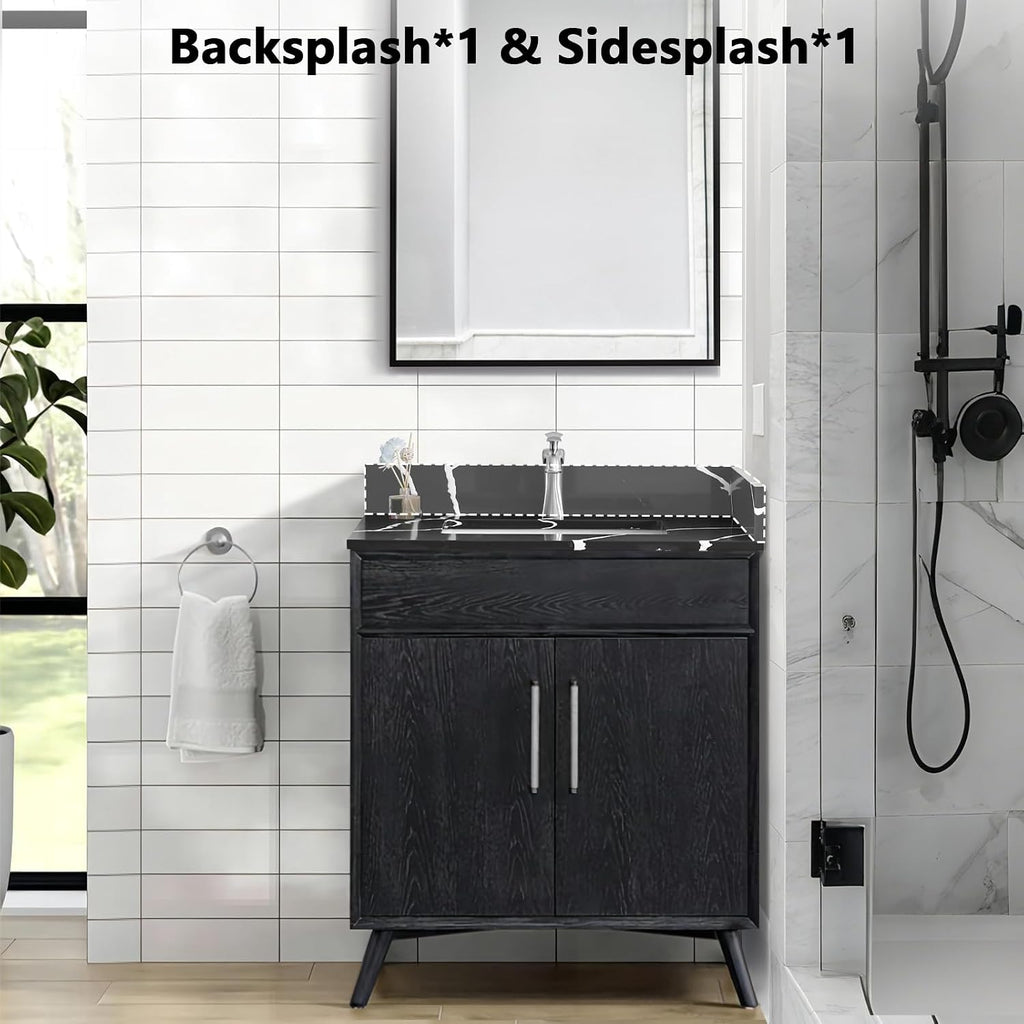 Black  30 Inch Quartz Vanity Top