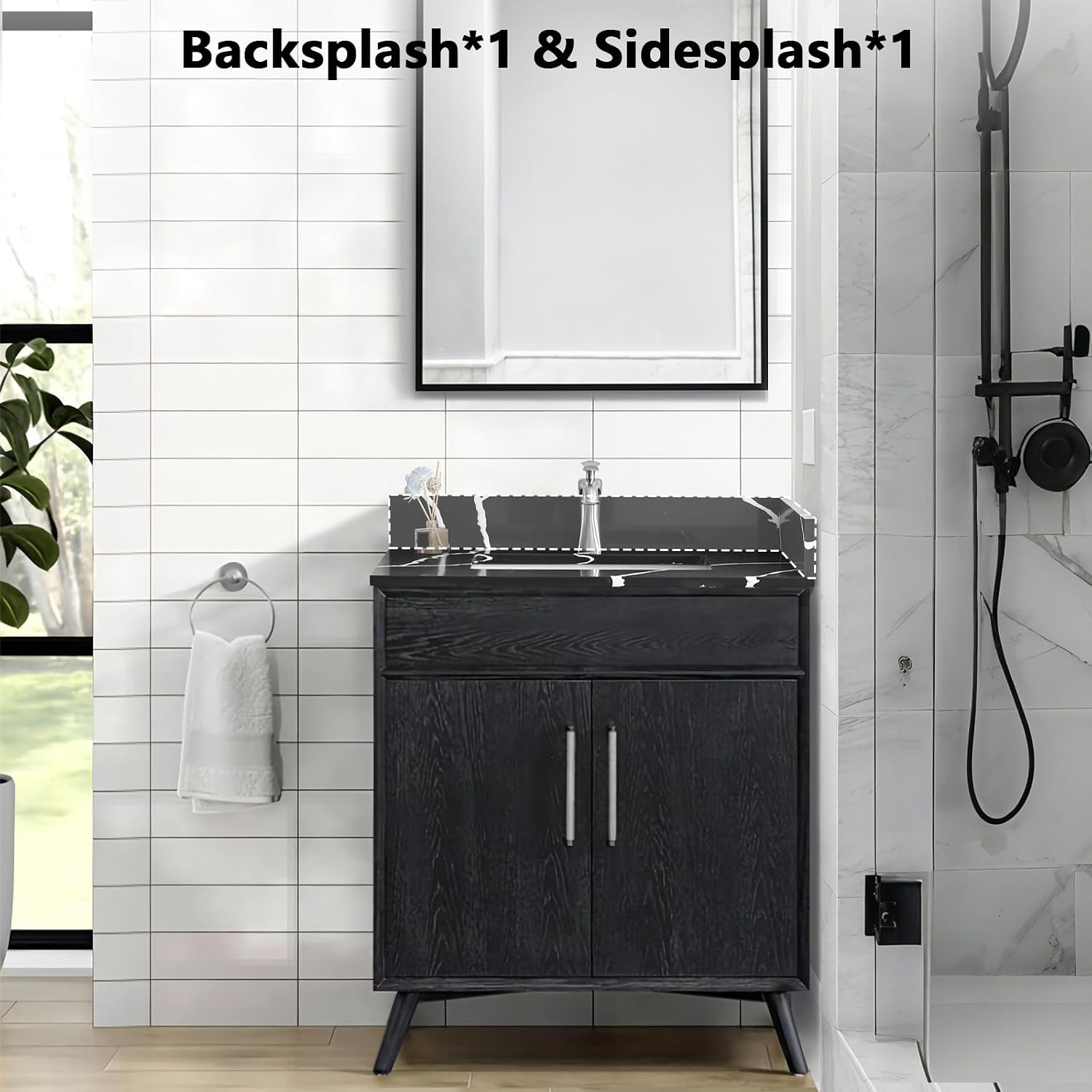 Black  30 Inch Quartz Vanity Top