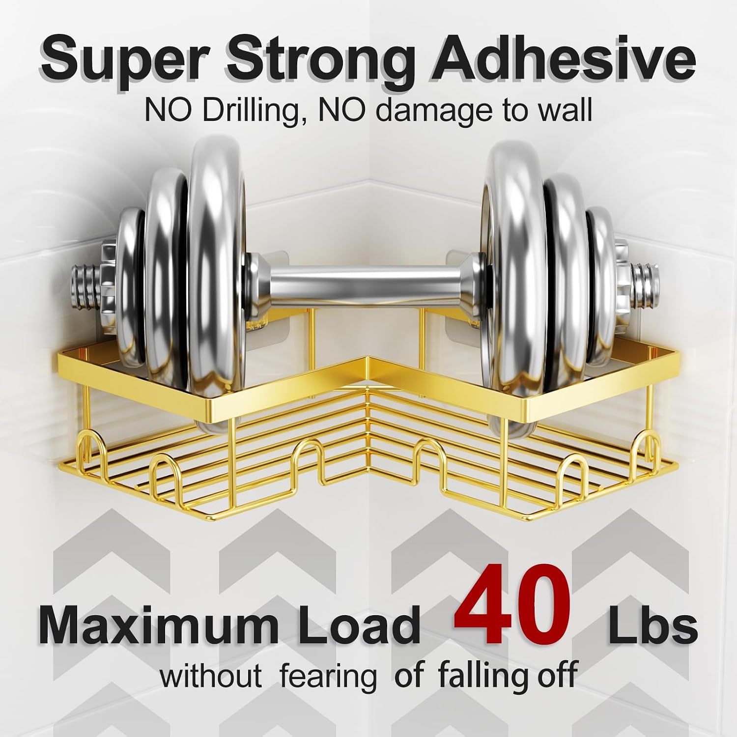 5 Pack Adhesive Stainless Steel Shower Caddy