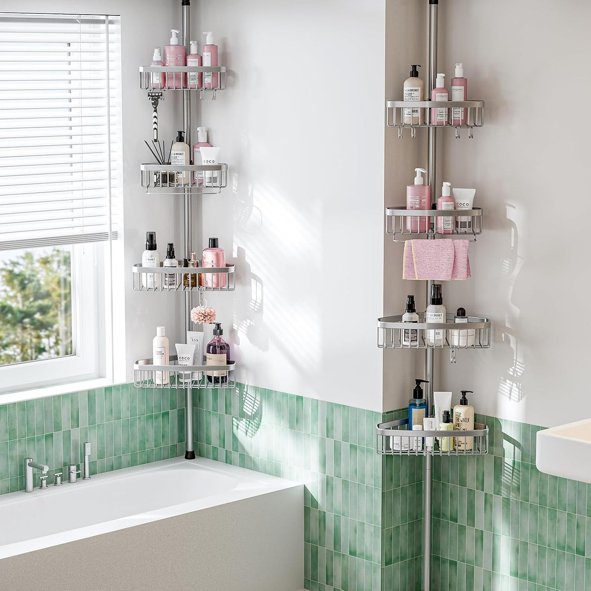 4‑Tier Tension Pole Corner Shower Caddy