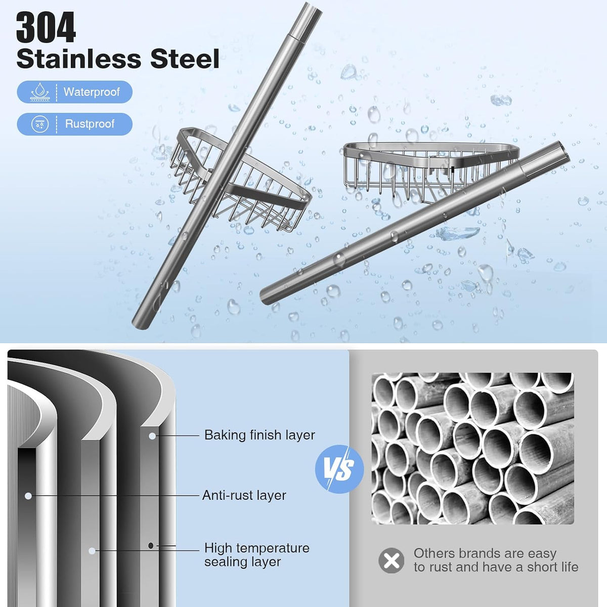 4‑Tier Tension Pole Corner Shower Caddy