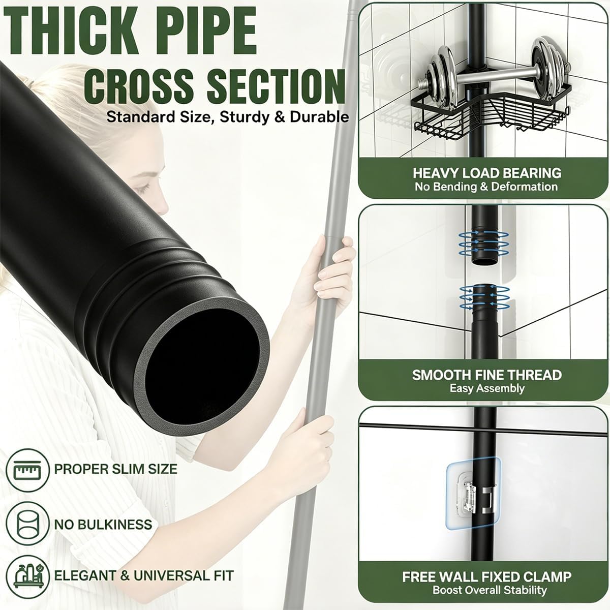 4‑Tier Tension Pole Corner Shower Caddy