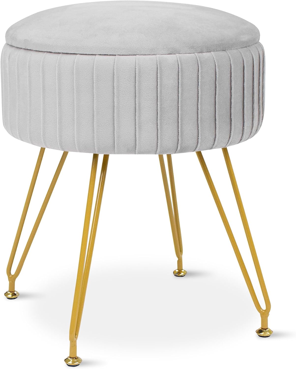 Round Storage Vanity Stool Ottoman Grey