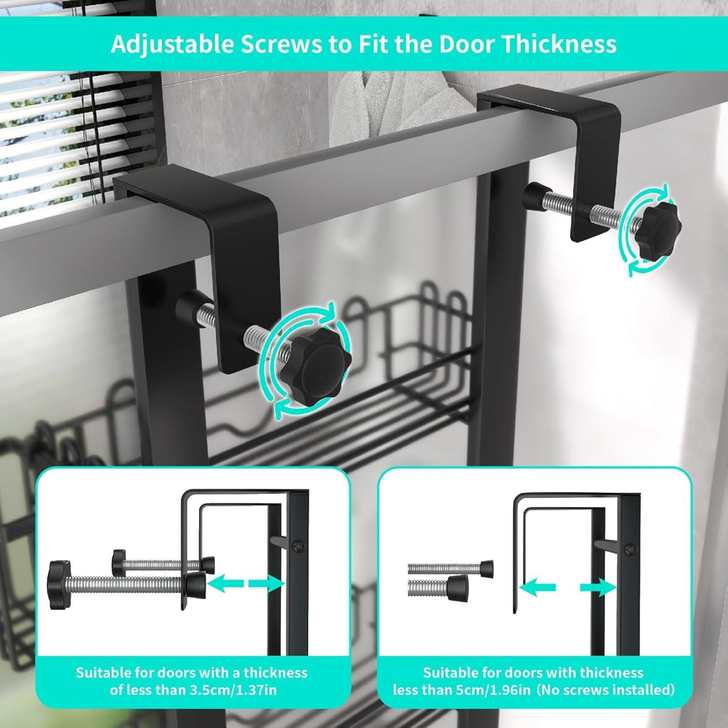 Black 4‑Tier Over‑The‑Door Shower Caddy