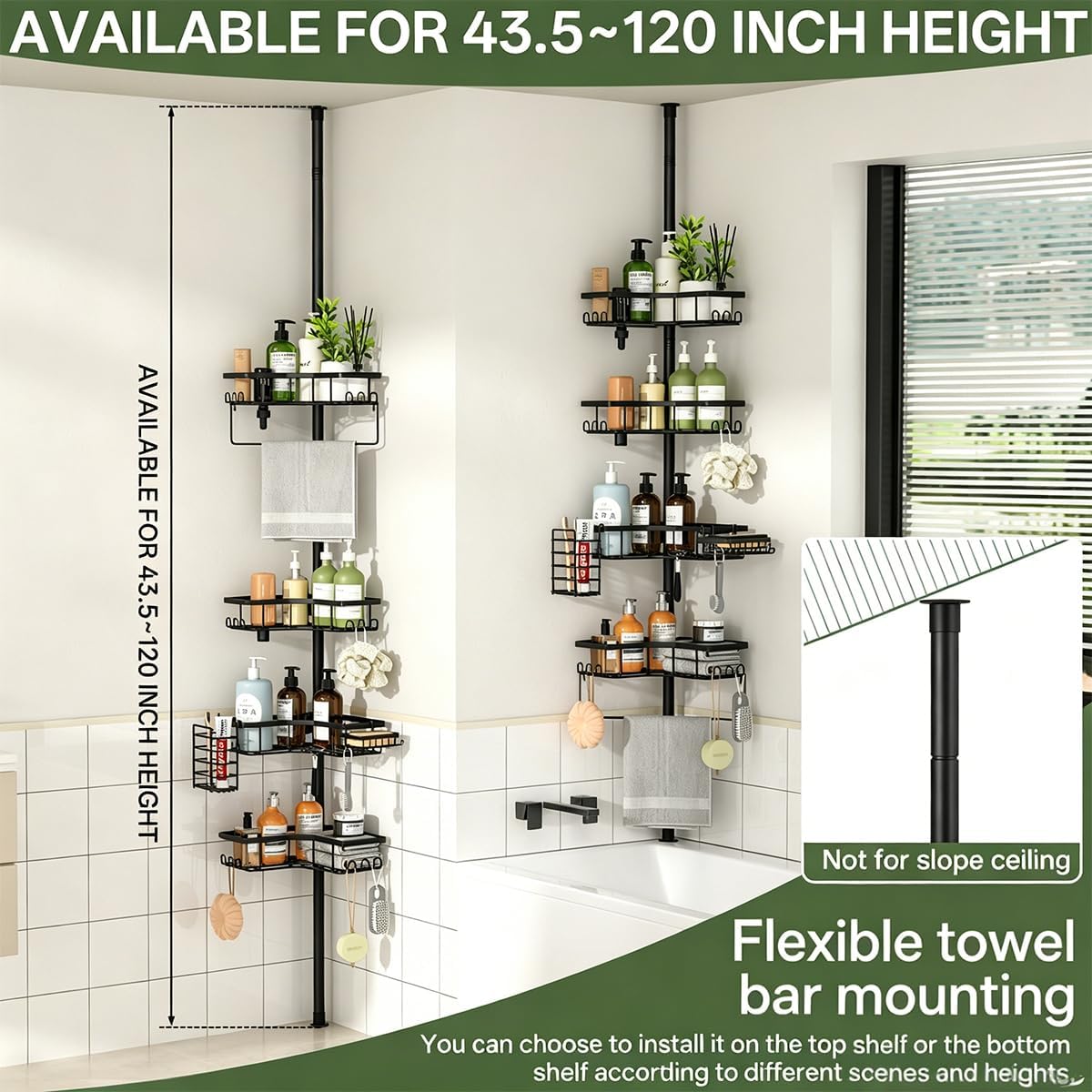 4‑Tier Tension Pole Corner Shower Caddy