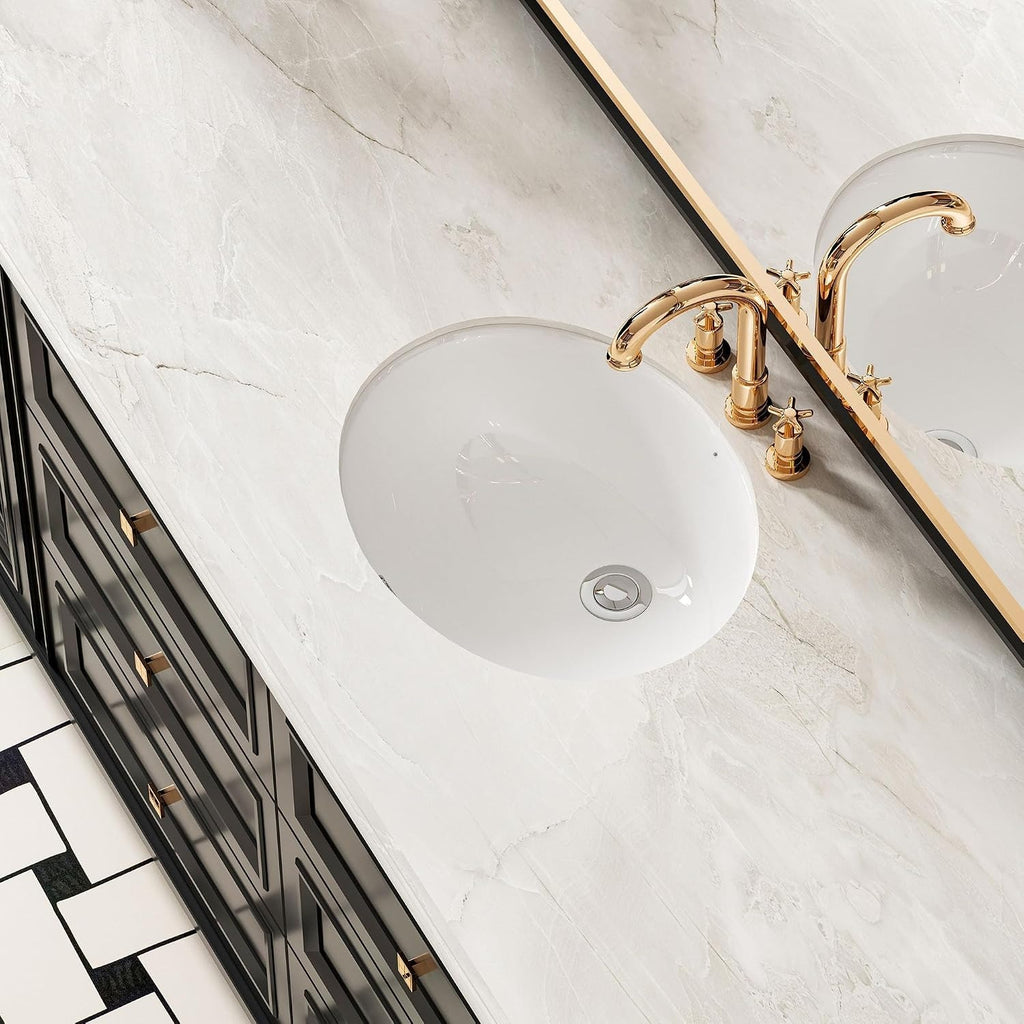 14.75 X 11.5 Inch Oval Undermount Ceramic Bathroom Sink