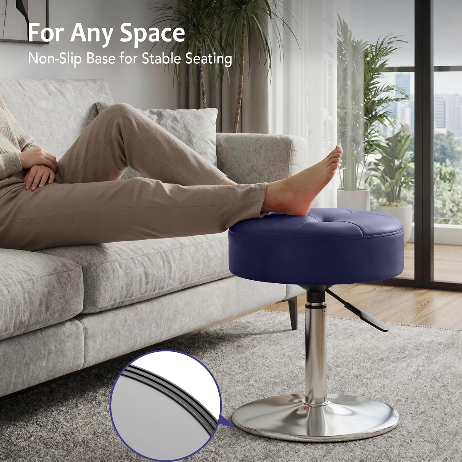Navy Swivel Adjustable Vanity Stool