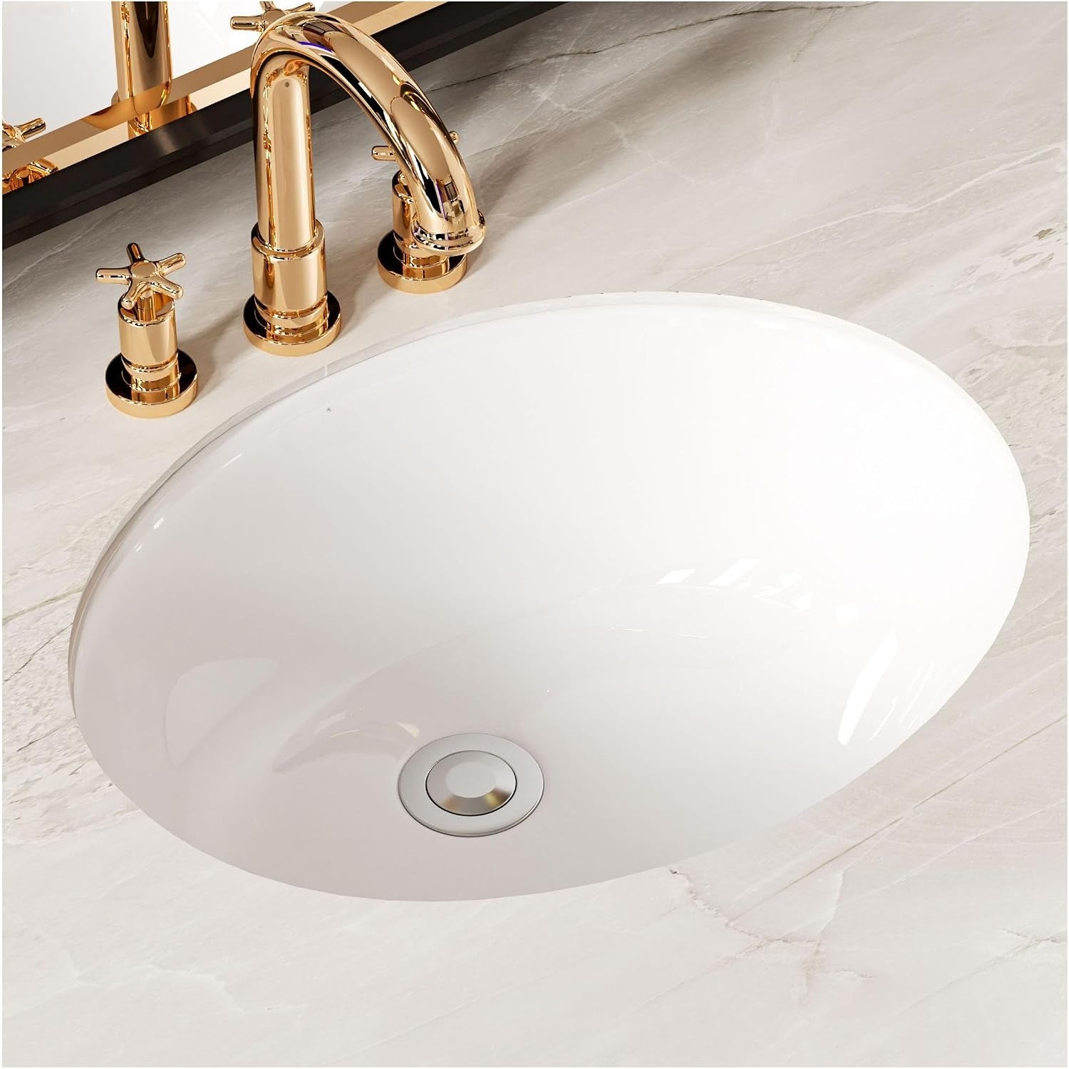14.75 X 11.5 Inch Oval Undermount Ceramic Bathroom Sink