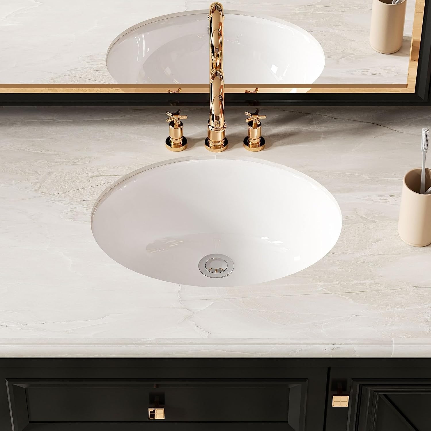 14.75 X 11.5 Inch Oval Undermount Ceramic Bathroom Sink